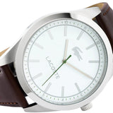 Lacoste Edmonton White Dial Brown Leather Strap Watch for Men - 2010893