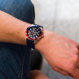 Lacoste Tiebreaker Chronograph Blue Dial Blue Silicon Strap Watch for Men - 2011154
