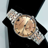 Emporio Armani Classic Beige Dial Two Tone Steel Strap Watch for Men - AR2070