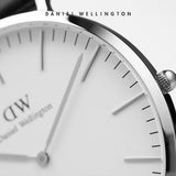 Daniel Wellington Classic Sheffield White Dial Black Leather Strap Watch For Men - DW00100020