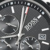 Hugo Boss Velocity Black Dial Black Leather Strap Watch for Men - 1513716