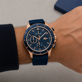 Lacoste Neoheritage Chronograph Blue Dial Blue Silicone Strap Watch for Men - 2011253