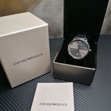 Emporio Armani Ruggero Grey Dial Black Leather Strap Watch for Men  - AR11277