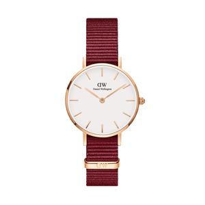 Daniel Wellington Roselyn 3A Petite White Dial Red NATO Strap Watch For Women - DW00100293