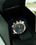 Emporio Armani Sportivo Chronograph Blue Dial Blue Silicone Strap Watch for Women - AR5939