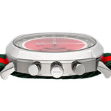 Gucci Grip Quartz Chronograph Red Dial Two Tone NATO Strap Watch for Men - YA157304