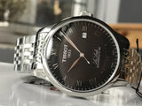 Tissot T Classic Le Locle Powermatic 80 Black Dial Silver Steel Strap Watch For Women - T41.1.483.53