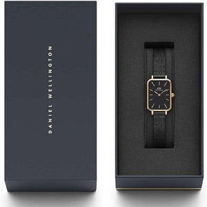Daniel Wellington Quadro Ashfield Black Dial Black Mesh Strap Watch For Women - DW00100433