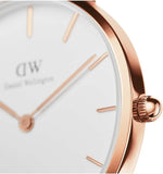 Daniel Wellington Classic Petite York White Dial Brown Leather Strap Watch For Women - DW00100176