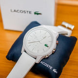 Lacoste 12.12 Chronograph White Dial White Silicon Strap Watch for Men - 2010974