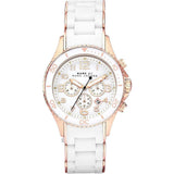 Marc Jacobs Rock Chronograph White Dial White Silicone Strap Watch for Women - MBM2547