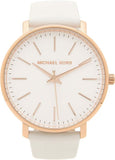 Michael Kors Pyper Quartz White Dial White Leather Strap Watch For Women - MK2800