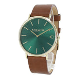 Coach Charles Green Dial Brown Leather Strap Watch for Men - 14602435