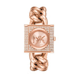 Michael Kors Chain Lock Three-Hand Rose Gold Dial Rose Gold Steel Strap Watch for Women - MK4827