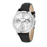 Maserati Ricordo Silver Dial Black Leather Strap Watch For Men - R8871633001