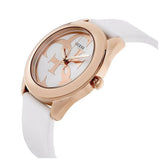 Guess G Twist White & Gold Dial White Silicone Strap Watch For Women - W0911L5