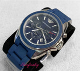 Emporio Armani Sigma Chronograph Blue Dial Blue Silicone Strap Watch for Men - AR6068