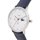 Lacoste Moon Multifunction White Dial Blue Leather Strap Watch for Men - 2010975