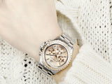 Michael Kors Everest Chronograph Gold Dial Silver Steel Strap Watch For Women - MK5870