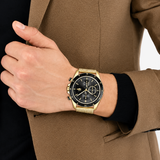 Lacoste Neoheritage Chronograph Black Dial Gold Mesh Strap Watch for Men - 2011254