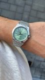 Breitling Chronomat Automatic 36 Green Dial Silver Steel Strap Watch for Women - A10380101L1A1