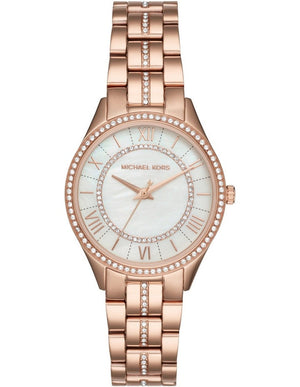 Michael Kors Lauryn Mother of Pearl Dial Rose Gold Steel Strap Watch for Women - MK3716