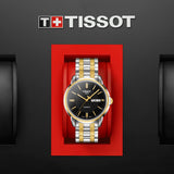 Tissot Automatics III Day Date Black Dial Two Tone Steel Strap Watch For Men - T065.430.22.051.00