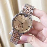 Emporio Armani Classic Beige Dial Two Tone Steel Strap Watch for Men - AR2070