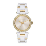 Michael Kors Delray Rose Gold Dial White Steel Strap Watch for Women - MK4315