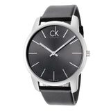 Calvin Klein City Black Dial Black Leather Strap Watch for Men - K2G21107