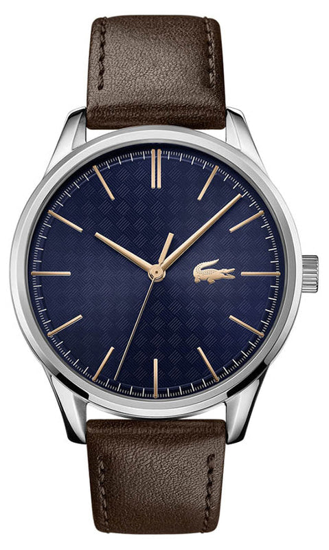 Lacoste Vienna Blue Dial Brown Leather Strap Watch for Men - 2011046