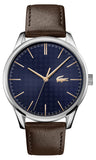 Lacoste Vienna Blue Dial Brown Leather Strap Watch for Men - 2011046
