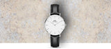 Daniel Wellington Classic Petite Sheffield White Dial Black Leather Strap Watch For Women - DW00100186