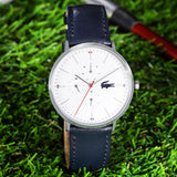 Lacoste Moon Multifunction White Dial Blue Leather Strap Watch for Men - 2010975