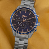Lacoste Boston Chronograph Blue Dial Silver Steel Strap Watch for Men - 2011081