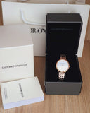 Emporio Armani Modern Mother of Pearl White Dial Rose Gold Steel Strap Watch for Women - AR11158