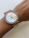 Michael Kors Darci Mother of Pearl Dial Rose Gold Steel Strap Watch for Women - MK3220