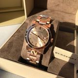 Burberry The City Rose Gold Dial Rose Gold Steel Strap Watch for Women - BU9146