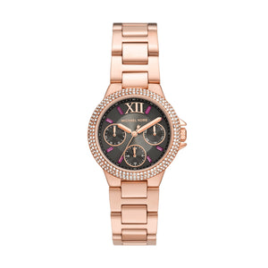 Michael Kors Camille Chronograph Grey Dial Rose Gold Steel Strap Watch For Women - MK6983