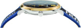 Versace  V-Circle Black Dial Blue Leather Strap Watch for Men - VEBQ01419