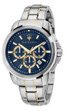 Maserati Successo 44mm Chronograph Quartz Blue Dial Silver Steel Strap Watch For Men - R8873621016