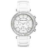 Michael Kors Parker White Dial White Leather Strap Watch for Women - MK5848