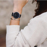 Daniel Wellington Classic Sheffield Black Dial Black Leather Strap Watch For Women - DW00100145