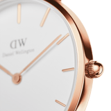 Daniel Wellington Petite Durham White Dial Brown Leather Strap Watch For Women - DW00100172