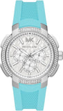 Michael Kors Sidney Multifunction Analog White Dial Turquoise Silicone Strap Watch For Women - MK7246