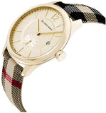 Burberry The Classic Round Gold Dial Brown Leather Strap Unisex Watch - BU10001