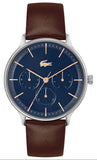 Lacoste Club Blue Dial Brown Leather Strap Watch for Men - 2011227