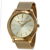 Michael Kors Slim Runway Champagne Dial Gold Mesh Bracelet Watch for Women - MK3282