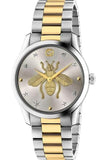 Gucci G Timeless Quartz Silver Dial Two Tone Steel Strap Watch For Women - YA126596