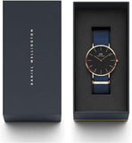 Daniel Wellington Classic Bayswater Black Dial Black NATO Strap Watch For Men - DW00100277